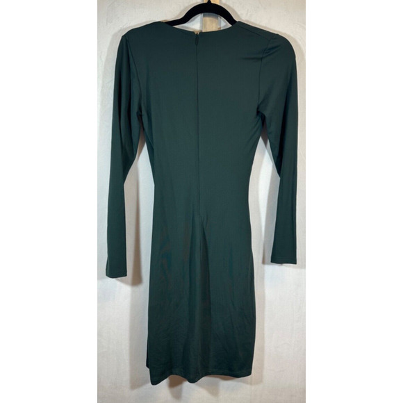 TEN BY BABATON Dark Green Stretch Nylon Wrap & Gathered Evening Dress Sz M C26 - Picture 3 of 6